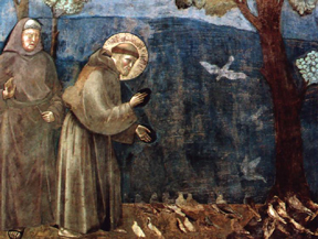 Painting of Saint Francis preaching to the birds